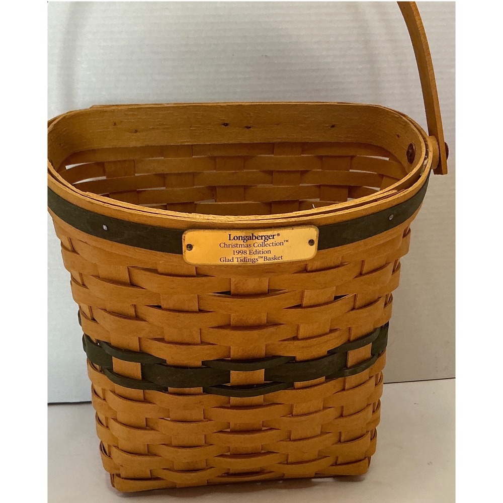 Longaberger Vintage 1998 Christmas Collection Glad Tidings Basket Green Trim